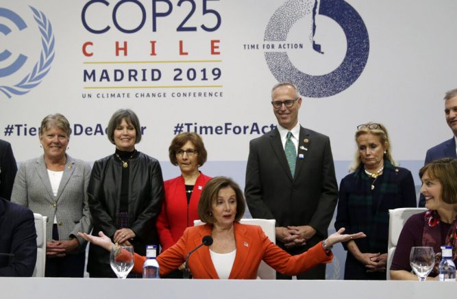 House Speaker Nancy Pelosi in the COP 25 (2019 United Nations Framework Convention on Climate Change) in Madrid, Spain.