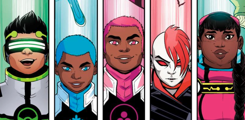 Photo credit to Marvel Comics. From left to right(Screentime, Snowflake, Safespace, B-Negative, and Trailblazer)
