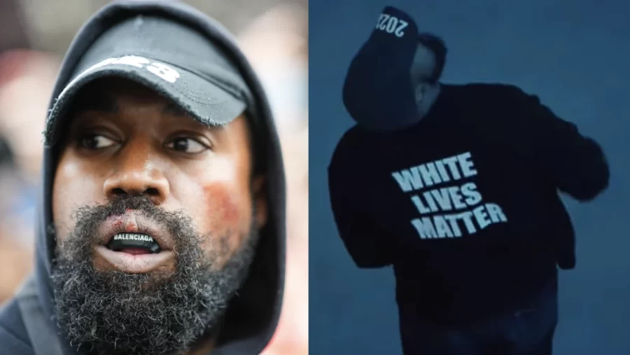 Kanye West wears White Lives Matter t-shirt despite the racist meaning behind the phrase, highlighting his anti-Blackness and antisemitism 