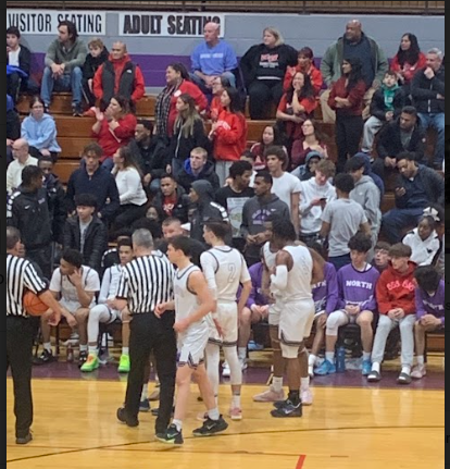 Viking players huddle during a crunch time timeout. 