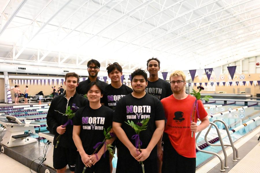 The Niles North Boys Swim Team seniors were commemorated during Senior Night. 