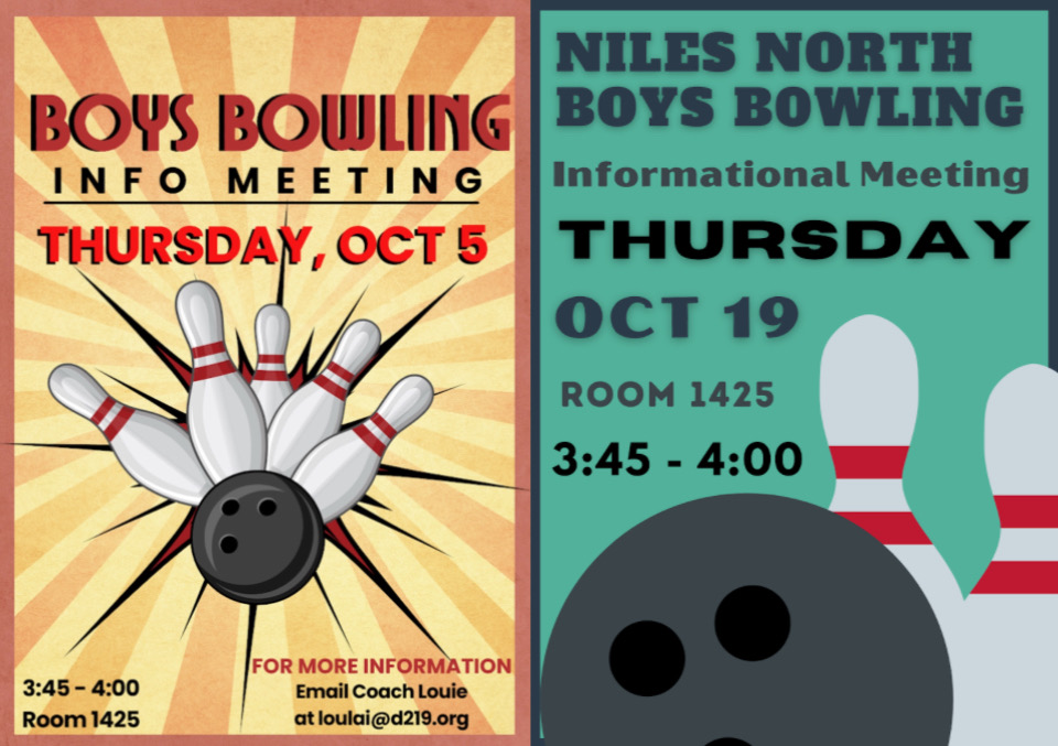 Posters promoting Boys Bowling Informational Meetings