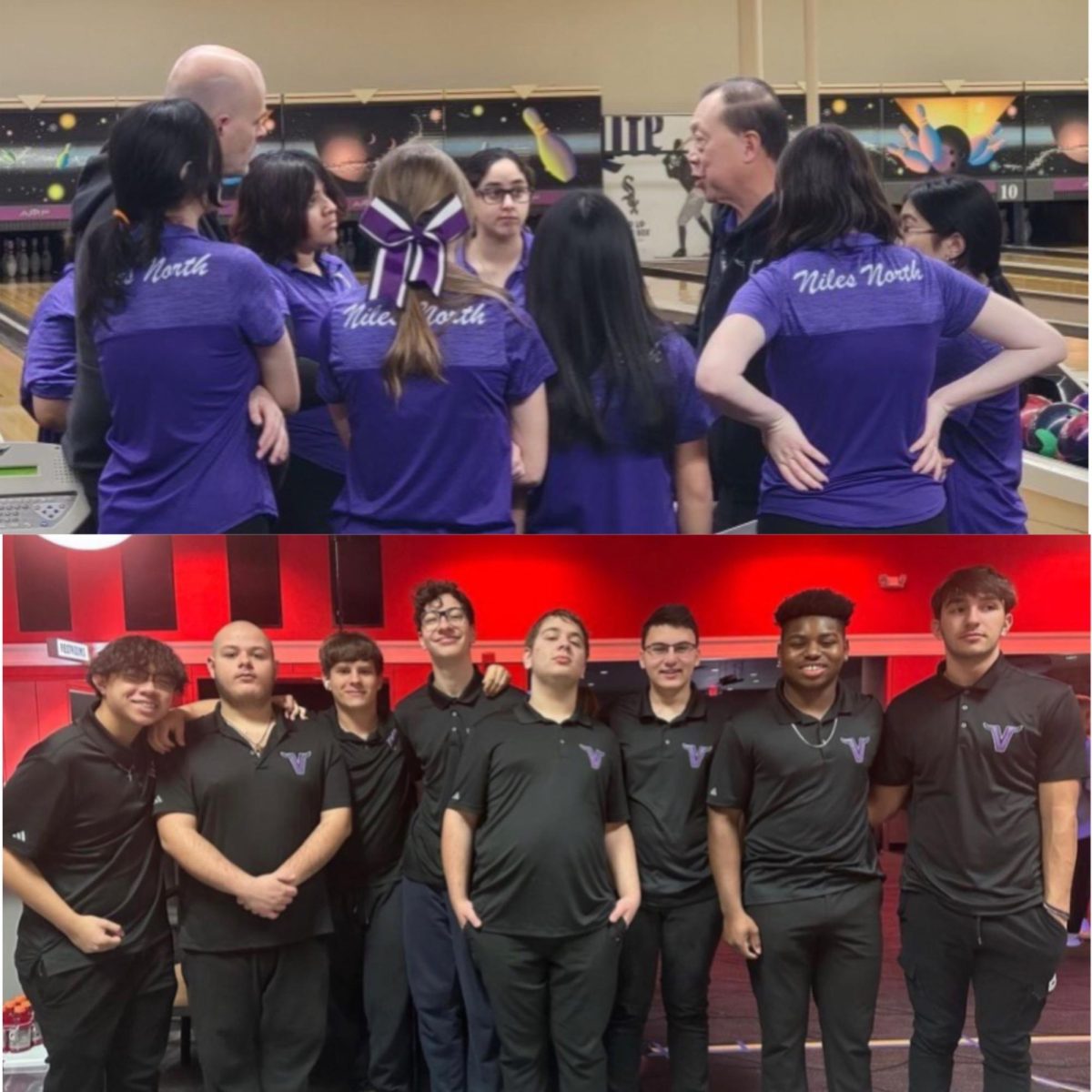 Boys Bowling Varsity at their first tournament and Girls Bowling Varsity at their last tournament