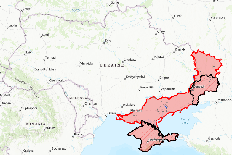Map of Russian occupation as of Mar. 2024
