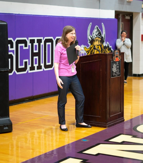 On May 9, during the 33rd annual Teachers’ Breakfast held in honor of Teacher Appreciation Week, Student Council announced that Social Studies teacher Kristin Pommerenke-Schenider had won the nomination for 2024 Teacher of the Year.
