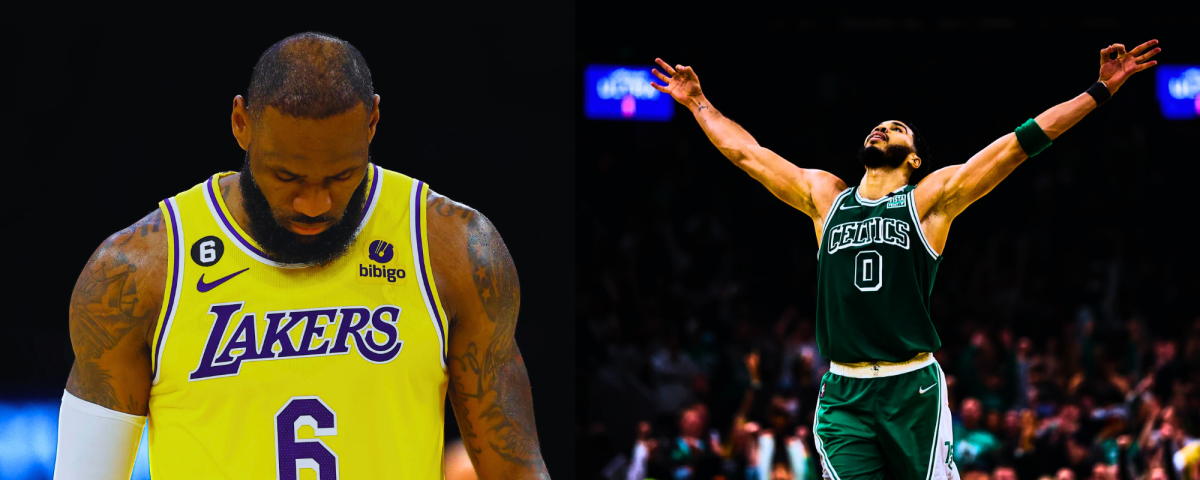 Star NBA players Lebron James and Jayson Tatum, respectively.