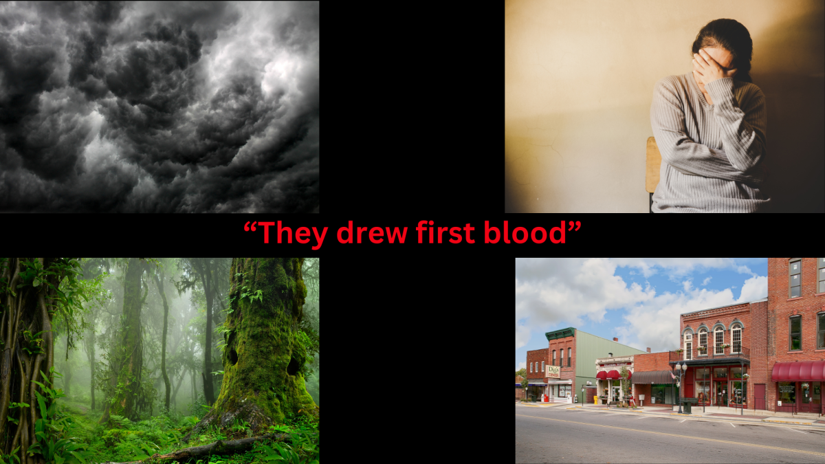 Visual summary of "First Blood" (1982). Image made with Canva.