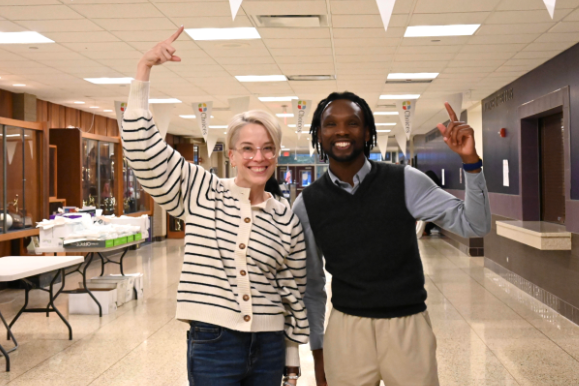 Julianne Evans and Principal Marlon Felton are in attendance at Niles North’s 2024 Choices Fair.
