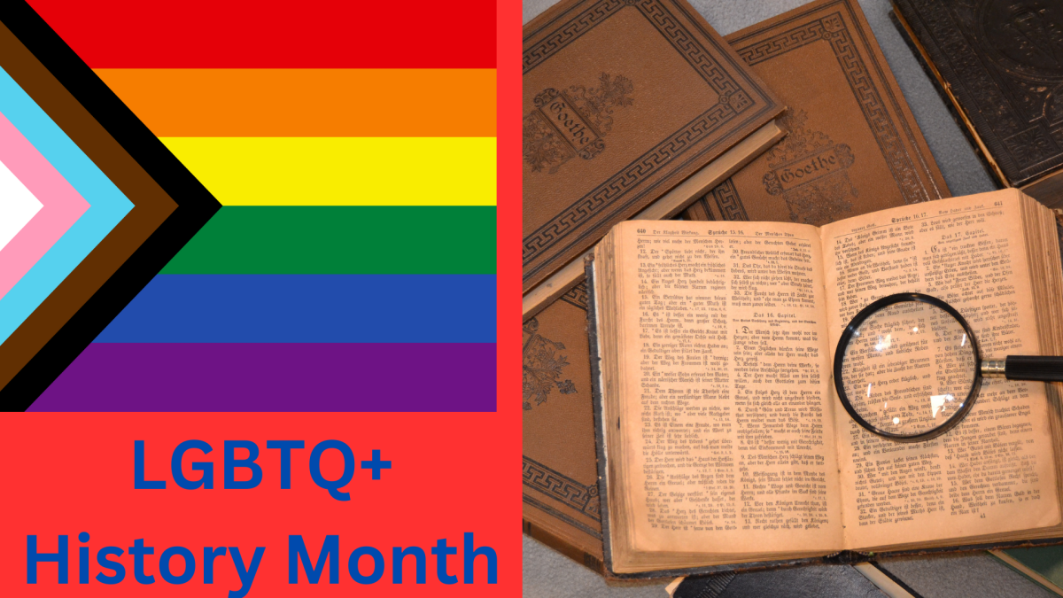 October is LGBTQ+ History Month. Image made with Canva.