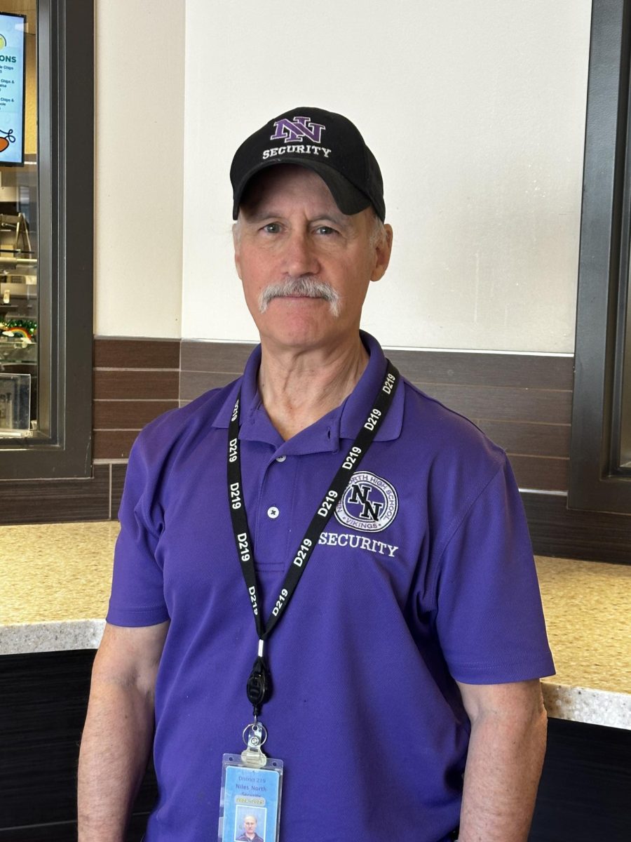 Rich Callaghan is one of several Niles North security officers stationed in the cafeteria.