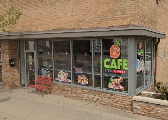 An outdoor look at the Steel Fitness Cafe in Morton Grove.